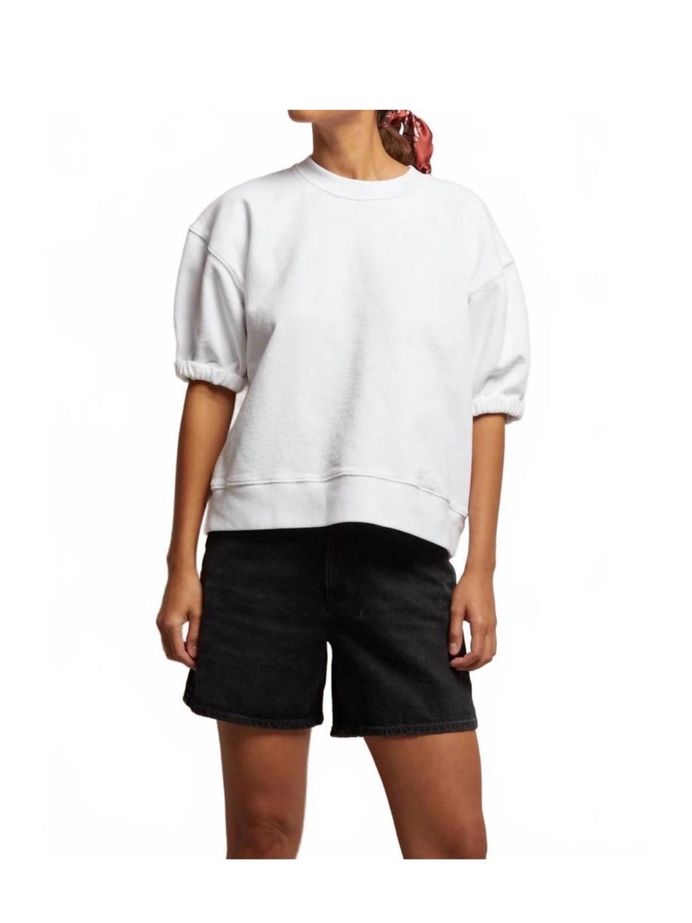 NEW PERFECTWHITETEE rebecca short sleeve sweatshirt in white Sz XS